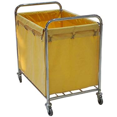 Imagem de Rack de armazenamento, carrinho de serviço de lavanderia de hotel com rodas, carrinho de linho de clube com alça, carrinho de rodinhas de serviço de sala de entrada com capa removível, azul