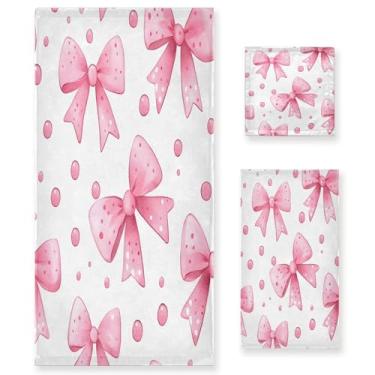 Imagem de xigua Conjunto de toalhas de banheiro com laços e bolinhas absorvente macio 3 peças toalha de banho toalha de mão toalhas decorativas para banheiro, academia, hotel, praia, piscina