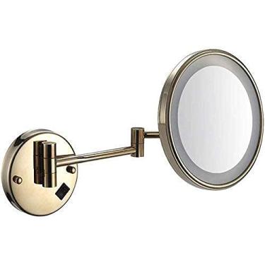 Imagem de LMJYU Espelho de maquiagem, espelho de barbear de banheiro montado na parede, ampliação de 3x espelho redondo de um lado espelho de penteadeira espelhos de mesa