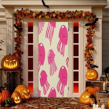 Imagem de Wassud Linda decoração de capa de porta de água-viva faixa interna externa decoração de casa de varanda grande decoração de porta da frente 96 x 98 polegadas