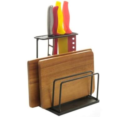 Imagem de Suporte Organizador De Facas E Tábuas Estilo Aramado Organizador Multifuncional Prático e Seguro para Cozinha