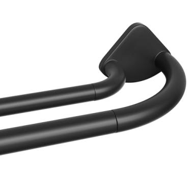 Imagem de PeSenp Varão de cortina duplo preto de 81 a 142 cm, haste blackout para janelas, haste telescópica de 16/20 cm, fácil instalação para aluguéis e apartamentos