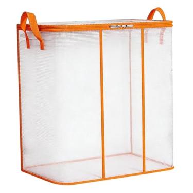 Imagem de Bothyi Saco organizador de roupas com alça de transporte, dobrável e transparente, ideal para mudanças. Perfeito para guardar edredons, colchas, travesseiros