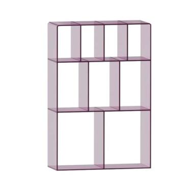 Imagem de Suporte para armazenamento de CDs Prateleira de chão com vários compartimentos para discos vinil, álbuns e livros em acrílico(Pink)