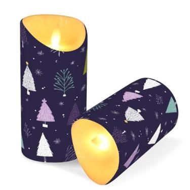 Imagem de ATTX Pacote com 2 velas de árvore de Natal sem chamas – 7,6 cm x 9,9 cm de LED com controle remoto e temporizador para casa, casamento, decoração de acampamento #128