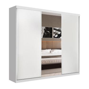 Imagem de Guarda Roupa Casal 3 Portas De Correr 4 Gavetas E 3 Espelhos Barcelona Minastex Branco