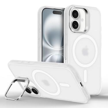 Imagem de Capinha Capa Case tecnológica Premium Para iPhone 16 de 6,1 polegadas - Anti impacto e proteção para câmeras com suporte retrátil e acabamento Micro-Mate Fosco que repele marca de dedos