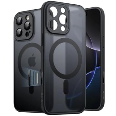 Imagem de JETech Capa Magnética para iPhone 16 Pro Max 6,9 Polegadas com Botão de Controle de Câmera, Compatível com MagSafe, Case de Celular Fina e Translúcida Fosca À Prova de Choque (Titânio Preto)