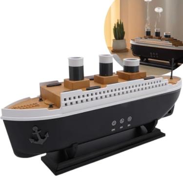 Imagem de Difusor de Aromas Navio Umidificador de Ar e Aromatizador de Ambientes LED Multicolorido em Formato de Navio Clássico 250ml com Controle Remoto e Timer