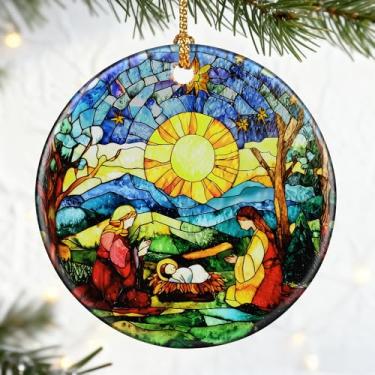 Imagem de Presentes Cristãos: Enfeites de Natal de Presépio (Decorações de Natal Cristãs) | Decoração de Férias Religiosas, Ornamento de Sagrada Família, Presentes Religiosos, Presente de Batismo e Presente de