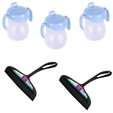 Imagem de Kit 2 Rodo de pia Preto e 3 Garrafa Plástica Infantil Azul 310ml