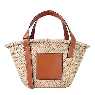 Imagem de JAYAVENTURA Bolsa feminina com alça de couro sintético com alça superior de tecido oco e bolsas de mão, Marrom - 35,5 cm - médio, Medium