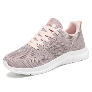 Imagem de Padgene Tênis feminino leve tênis de caminhada esportivo tênis de corrida para mulheres malha respirável academia moda tênis atlético confortável casual, Rosa 1085, 36