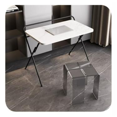 Imagem de HGTRH Mesa dobrável, mesa de computador de madeira maciça sem instalação 3 engrenagens de ajuste de altura 61 cm-68 cm-75 cm estrutura compacta anti-beliscar jogos de computador escrita e home office