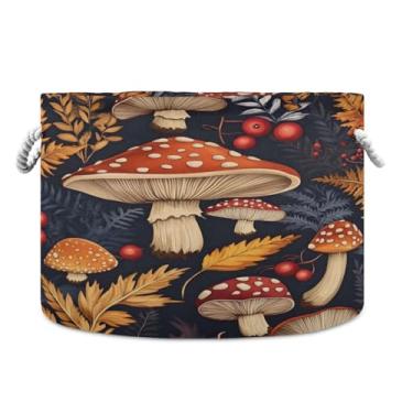 Imagem de JUZIHAI Cesta de armazenamento dobrável de plantas selvagens para bebês, cesto de roupa suja, cobertor com alças de corda de algodão, caixa de brinquedos dobrável, organizador de armário para quarto