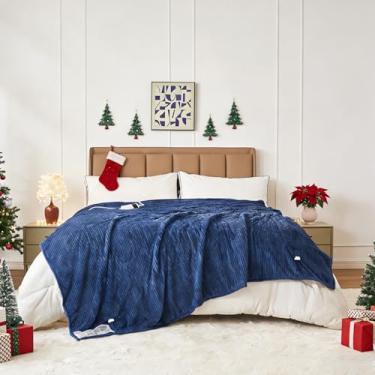 Imagem de Kosydown Basic Cobertor elétrico aquecido, tamanho king, 254 x 228 cm, cobertor de cama macio e quente e grosso para inverno frio, temporizador de 5 posições e 9 configurações de aquecimento, uso no