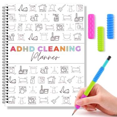 Imagem de Agenda de limpeza TDAH para mulheres adultas: agenda de limpeza doméstica sem data e organizador de lista de verificação diária semanal mensal - Modelo editável de tarefas de limpeza familiar