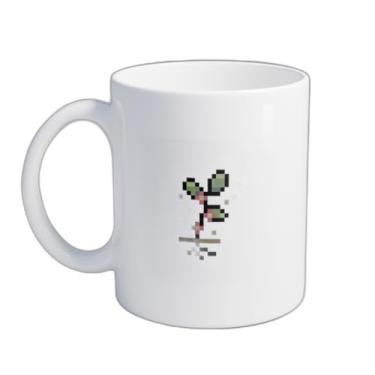 Imagem de Caneca Xícara de Café Porcelana 300ml Desenho Pixel Art Sprout Verde e Rosa