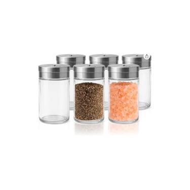 Imagem de Conjunto de Potes de Vidro com Tampa Cromada, 3 Peças, 150ml Cada, Redondo, para Mantimentos, Altura 8cm x Diâmetro 9cm