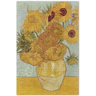Imagem de Quebra-cabeça de girassol Vincent Vangogh adultos 1000 peças decoração de casa arte colorido jogo de quebra-cabeça presentes tecnológicos, 75 x 40 centímetros