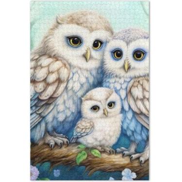 Imagem de Quebra-cabeça com flores de corujas fofas para adultos, 1000 peças, brinquedo engraçado, arte, quebra-cabeças grandes, presentes