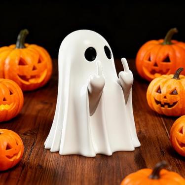 Imagem de Mini Halloween Ghost Figurine Middle Finger Fun Novelty Decor Piece for Desk Shelf and Collectible Display