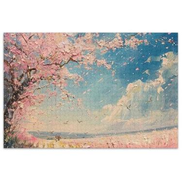 Imagem de Quebra-cabeças de 1000 peças de cena, pássaros de flor de cerejeira, presentes para adultos, jogo de elefante branco, cena de inverno, decoração de casa, arte