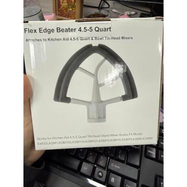 Imagem de Batedor de borda flexível para KitchenAid, misturador de 4,5 a 5 litros compatível com acessórios e acessórios de auxílio de cozinha, acessório de misturador para tigelas com suporte inclinado, com