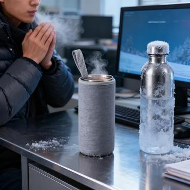 Imagem de Capa elástica para garrafa de água com isolamento térmico para garrafas de vidro, ajuste elástico, proteção térmica para viagens, escritório, ao ar livre, cinza