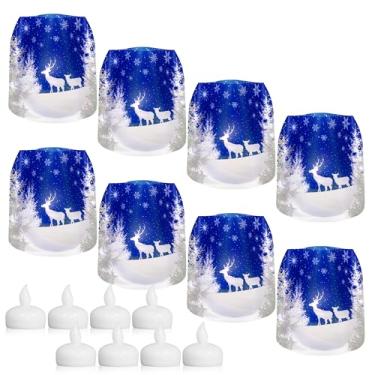 Imagem de MODGY Lanternas luminárias castiçais decorativas para ambientes internos e externos, lanternas para decoração de mesa central de casamento, pátio externo, com velas de LED flutuantes sem chama, OhDeer