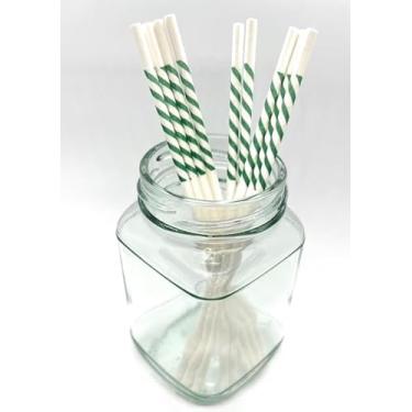 Imagem de Weststone 100 peças de palitos coloridos de redemoinho de papel para bolos, chupadores de pirulito (listras verdes, 10 cm)