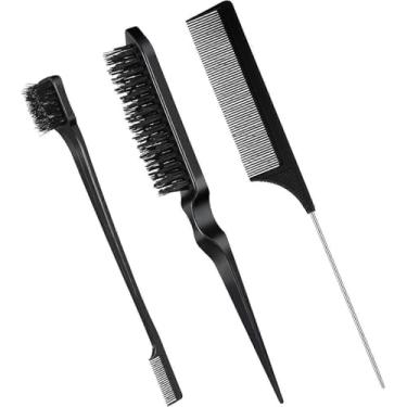 Imagem de Kit de Escovas e Pente de Cabelo Para Penteado Profissional Para Homens e Mulheres, 3 Peças, Premium, Felix Magazine (Preto)