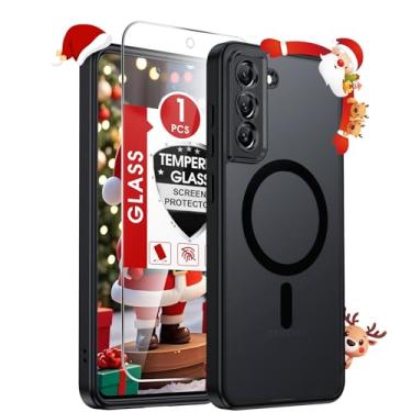 Imagem de LeYi Capa para Galaxy S21-FE: Capa compatível com Samsung S21 FE [Mag-Safe Fit] com protetor de tela, película fosca translúcida de toque suave e proteção de nível militar Funda para S21FE, preta