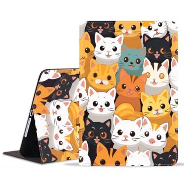 Imagem de stmedazm Capa para Samsung Galaxy Tab A11 Plus (2025)/A9 Plus (2023) 28 cm, capa dobrável de couro sintético premium com suporte para despertar/hibernar automaticamente - Gatos fofos de desenho