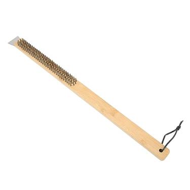 Imagem de Generic Escova de Limpeza de Forno de Pizza, Cabo de Bambu Durável, Raspador de Churrasqueira para Fornos Externos, Escova Longa de 22,6 pol. para Pedras de Pizza, Fácil de Limpar, Versátil