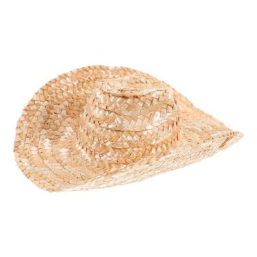 Imagem de LOGOFUN Mini chapéu de palha chapéu de cowboy de palha em miniatura para artesanato pequeno chapéu de cowboy de palha para artesanato DIY acessórios de fantasia de boneca