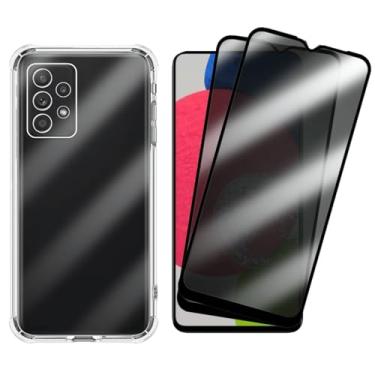 Imagem de Kit 2 Películas de Privacidade Anti Espião em Vidro 3D + Capa Anti Impacto para Samsung Galaxy A52S, Proteção de Câmera, TPU Transparente