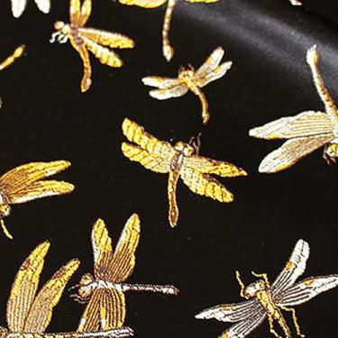 Imagem de JUANJUAN Tecido brocado por jarda, 74 cm para bricolage, artesanato, brilho luxuoso, vestido de casamento drapeado leve e nítido, fantasias, moda, SE (tamanho: 1 m/39,3 polegadas, cor: 17 - libélula)