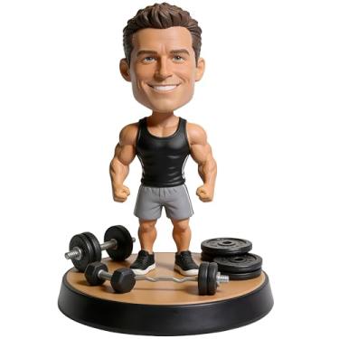 Imagem de Bobblehead de atleta fitness personalizado - presente de foto para estatueta personalizada para dia dos namorados/aniversário/ação de graças | Decoração de mesa de argila feita à mão para casa