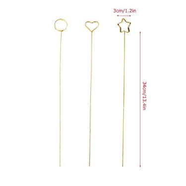 Imagem de 10 UNID Clip de Fio em Forma Anel Coração Estrela para Apoiar Cartões Memos Fotos Notas Bouquets Flores Decoração Bolo Massa Artesanais Loja Casa Aniv