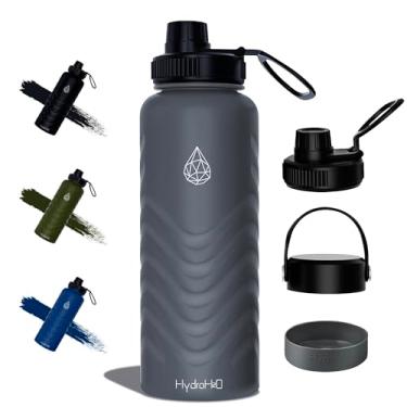 Imagem de Garrafa de água isolada de 947 ml, garrafas de água com canudo (tampa de bico e tampa de parafuso) e bota de silicone e alça flexível, garrafas de água de aço inoxidável de boca larga, copo de água