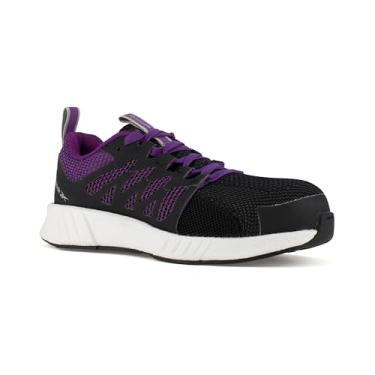 Imagem de Reebok Tênis de trabalho feminino Rb315 Fusion Flexweave Safety Toe atlético preto, Preto e roxo, 36