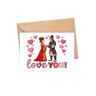 Imagem de ZhangDuy Cartão de amor de casal chinês antigo - cartão romântico de dia dos namorados - presente com tema de coração fofo para namorada, namorado, esposa, marido - lembrança de aniversário de