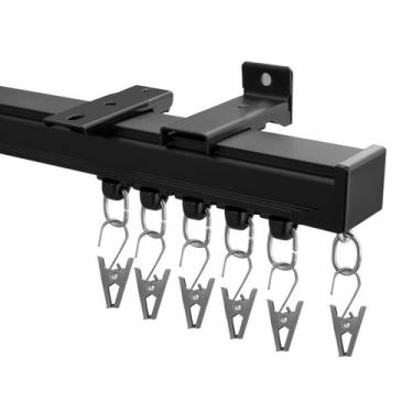 Imagem de Suporte de teto com trilho de cortina Hoeflife Heavy Duty 3-4 m preto