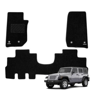Imagem de WENNEBIRD Tapetes superiores para Jeep Wrangler 2014-2018 4 portas ilimitadas (JK) (não para 2 portas), 0,6 polegadas ultra-grosso, redução de ruído, antiderrapante para todos os climas – Conjunto de