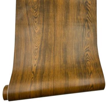 Imagem de Yifasy Forro de prateleira de grão de madeira marrom de 9 metros para armários de cozinha adesivo descascar e colar gaveta de mesa de centro cobrindo papel PVC pano de fundo de decoração de parede