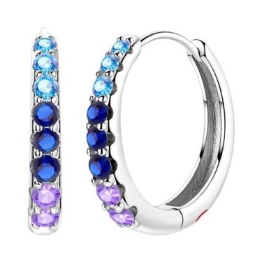 Imagem de Brincos De Argola Grandes Em Prata Esterlina 925 Com Zircônia Para Mul