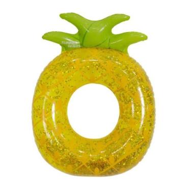 Imagem de Boia Inflável Circular Abacaxi com Glitter Piscina Água Mar Praia W113