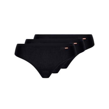 Imagem de Kit com 3 Calcinhas Biquíni Loba 40353-001 Plus Size, Preto, XXG