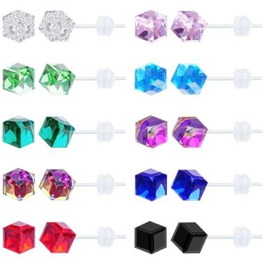 Imagem de KASFREE Brincos de plástico para orelhas sensíveis, hipoalergênicos, geométricos, brincos de acrílico para mulheres, Resina, Sem pedra preciosa